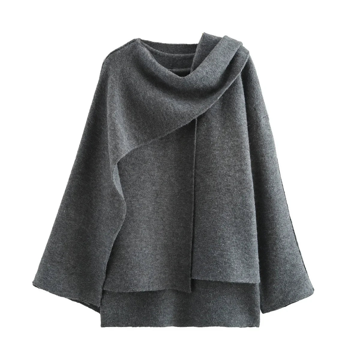 Women’s Oversized Knitted Jacket – Elegant Asymmetric Autumn & Winter Coat