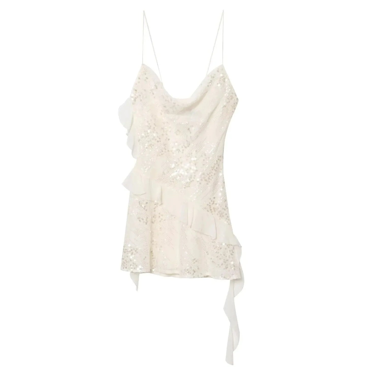 KONDALA Women’s Sequined Cami Mini Dress – Sexy Backless Tiered Party Style