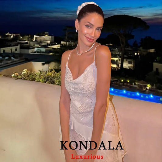 KONDALA Women’s Sequined Cami Mini Dress – Sexy Backless Tiered Party Style