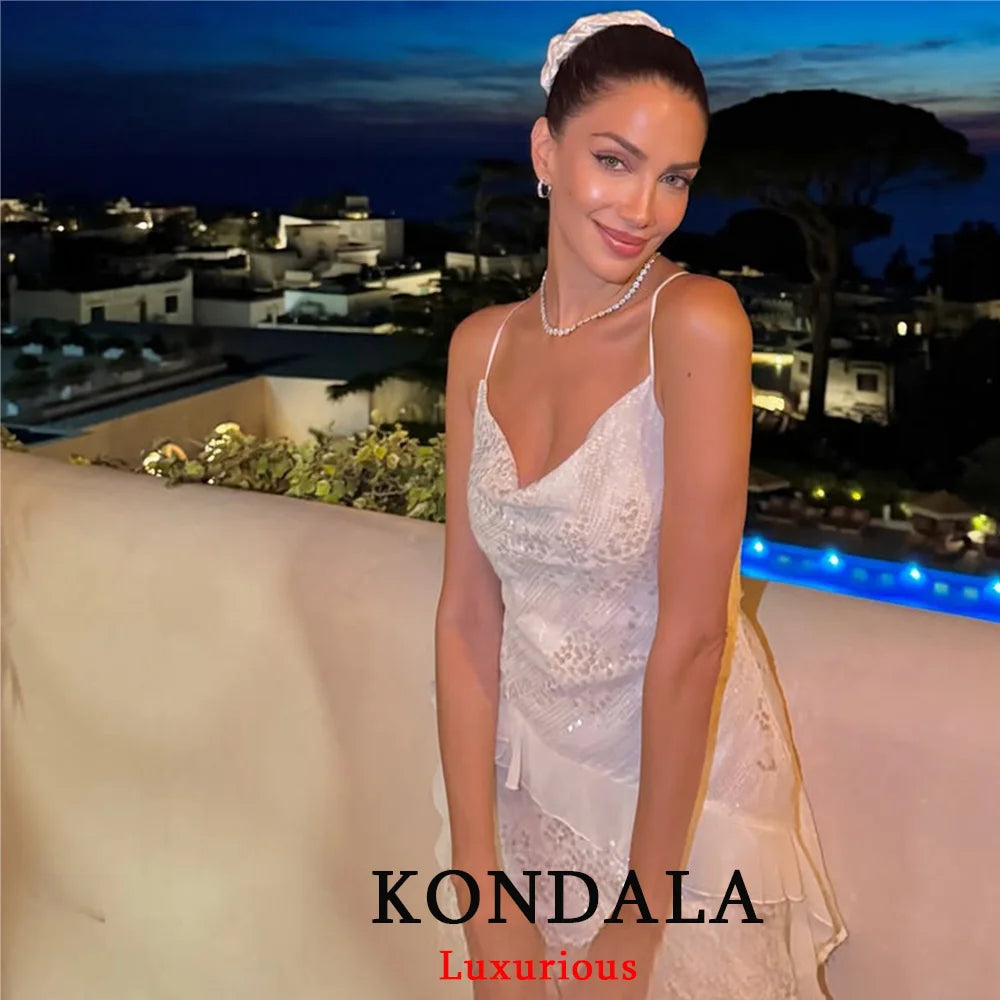 KONDALA Women’s Sequined Cami Mini Dress – Sexy Backless Tiered Party Style