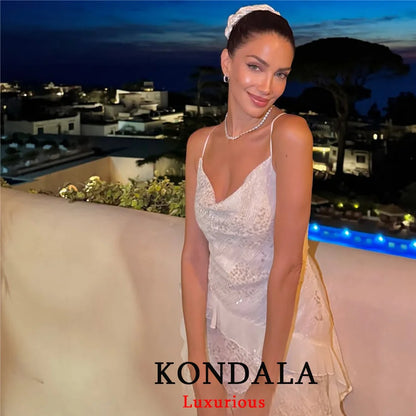 KONDALA Women’s Sequined Cami Mini Dress – Sexy Backless Tiered Party Style