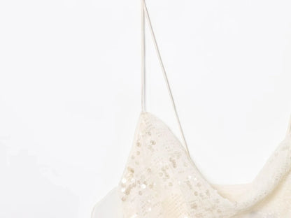 KONDALA Women’s Sequined Cami Mini Dress – Sexy Backless Tiered Party Style