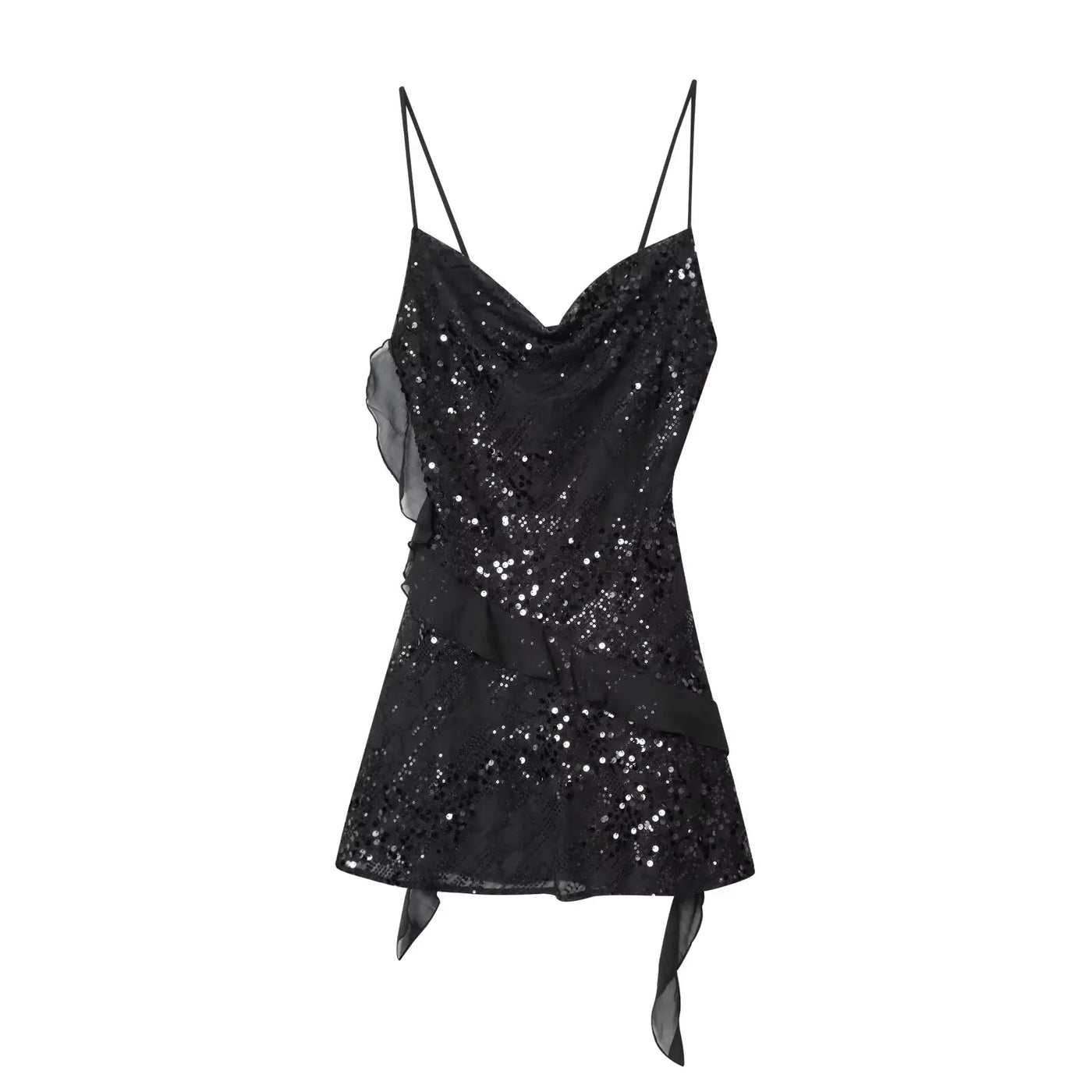 KONDALA Women’s Sequined Cami Mini Dress – Sexy Backless Tiered Party Style