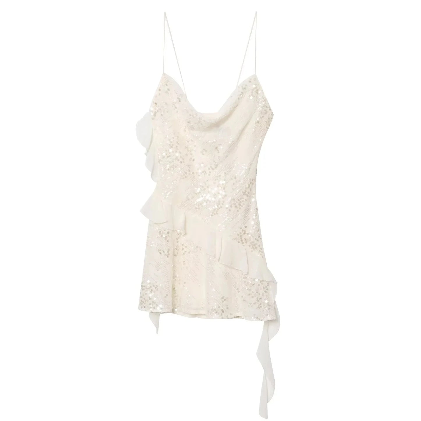 KONDALA Women’s Sequined Cami Mini Dress – Sexy Backless Tiered Party Style