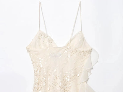 KONDALA Women’s Sequined Cami Mini Dress – Sexy Backless Tiered Party Style