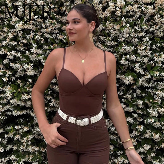 Women’s Sleeveless Corset Crop Top – Backless Bustier Camisole with Adjustable Straps