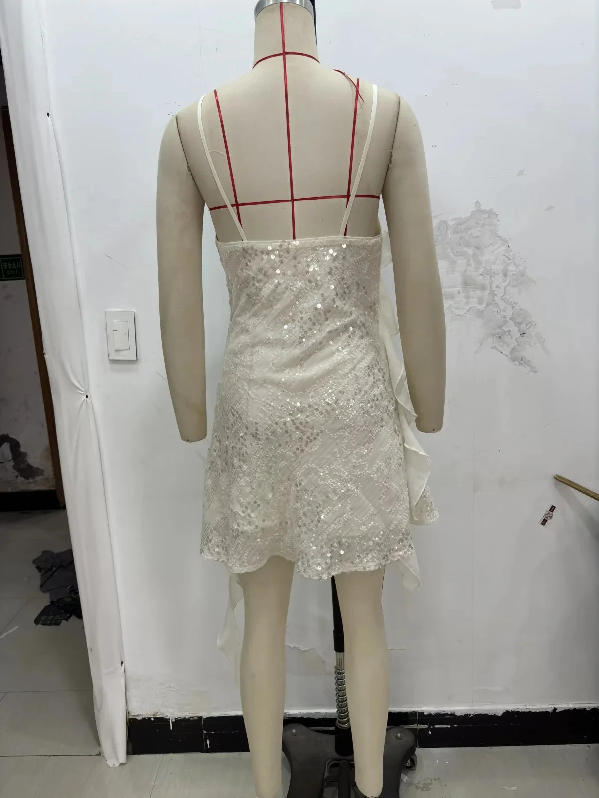 KONDALA Women’s Sequined Cami Mini Dress – Sexy Backless Tiered Party Style