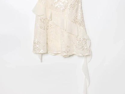 KONDALA Women’s Sequined Cami Mini Dress – Sexy Backless Tiered Party Style