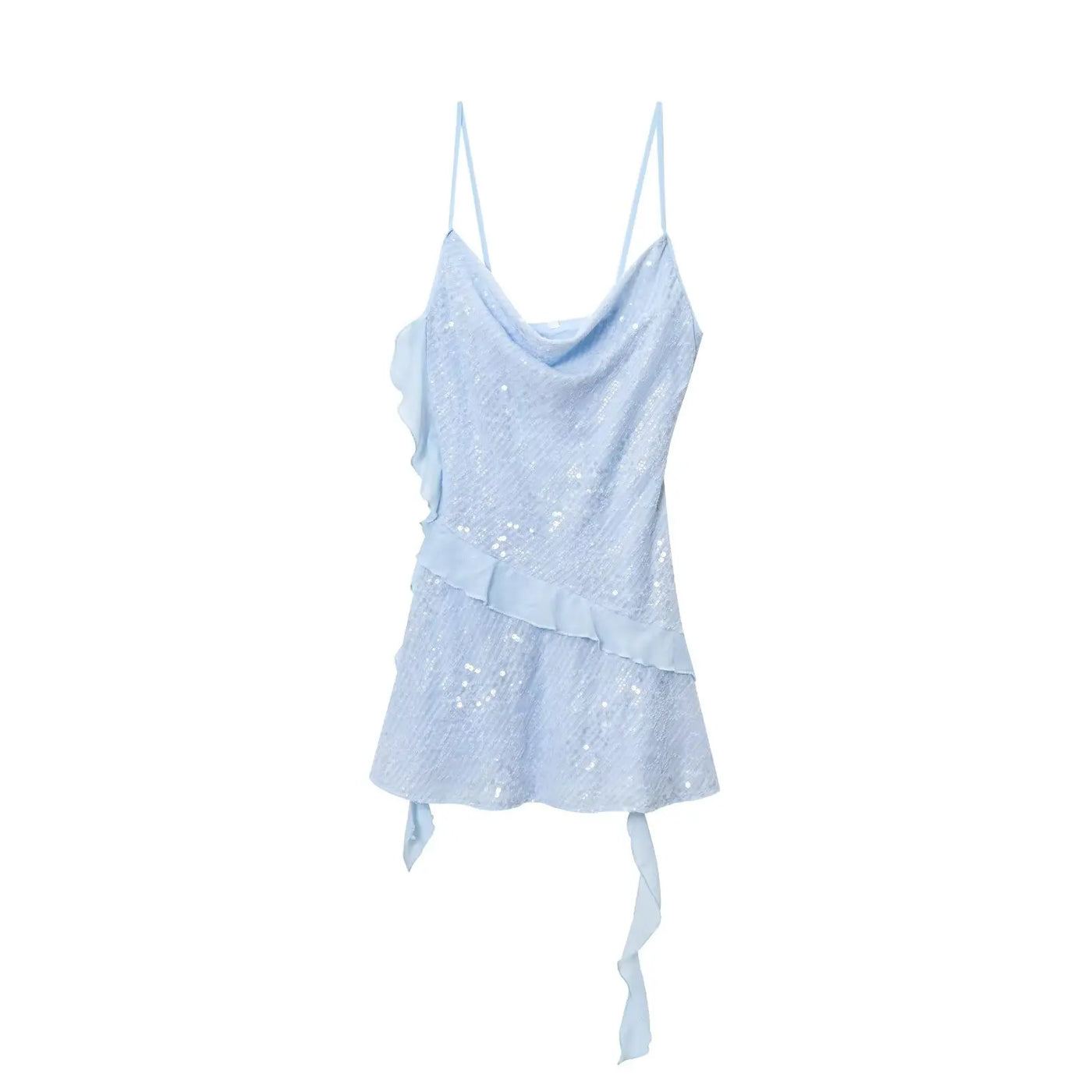 KONDALA Women’s Sequined Cami Mini Dress – Sexy Backless Tiered Party Style