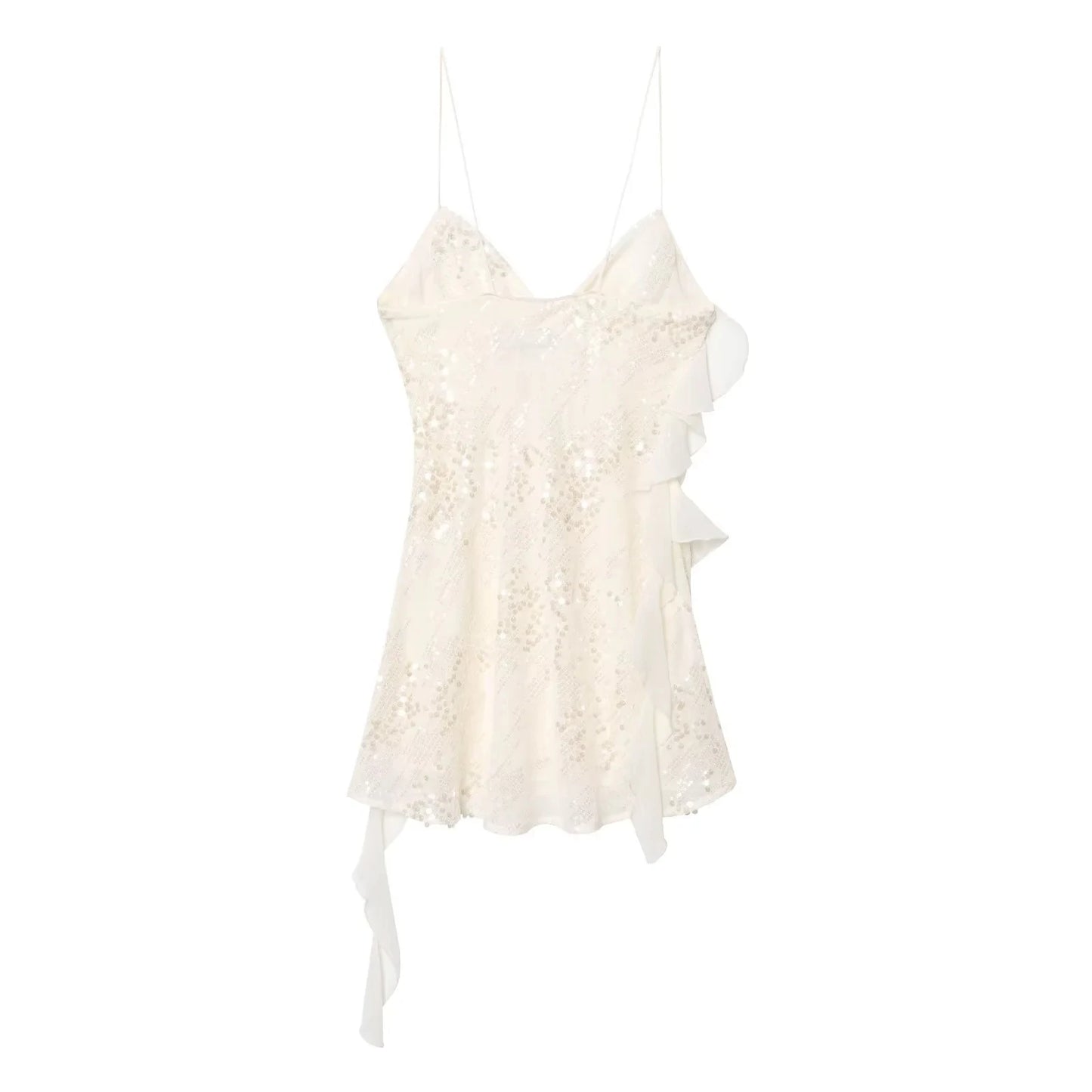 KONDALA Women’s Sequined Cami Mini Dress – Sexy Backless Tiered Party Style