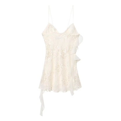 KONDALA Women’s Sequined Cami Mini Dress – Sexy Backless Tiered Party Style