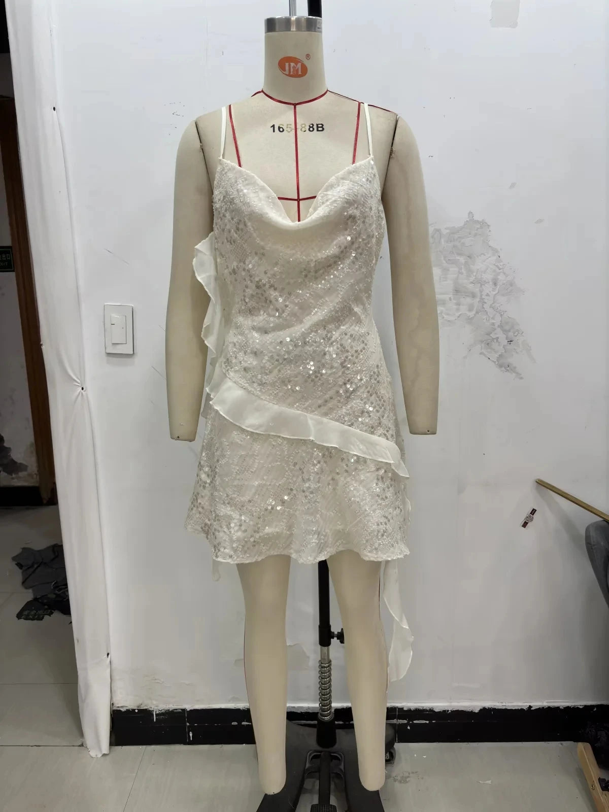 KONDALA Women’s Sequined Cami Mini Dress – Sexy Backless Tiered Party Style